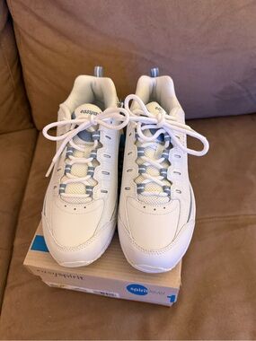 Easy Spirit White Sneakers with Light Blue Detail